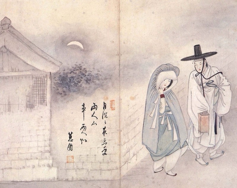 신윤복, 《월하정인》